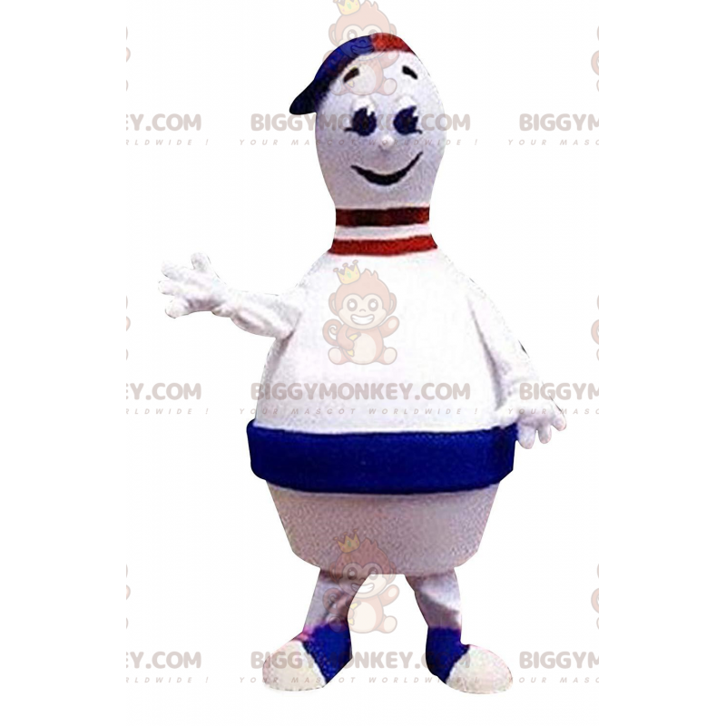 White and Blue Giant Bowling Pin BIGGYMONKEY™ Mascot Costume -