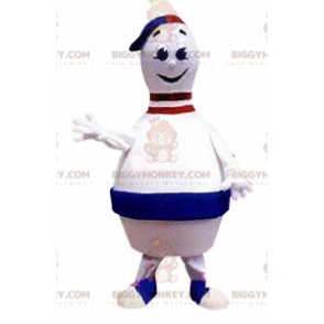 Hvid og blå kæmpe bowlingnål BIGGYMONKEY™ maskotkostume - Masker af genstande - BIGGYMONKEY_010947 - BiggyMonkey.com