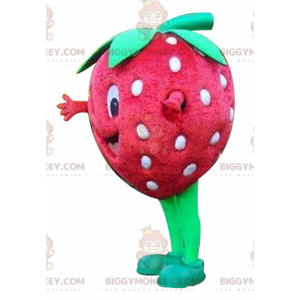 Giant red strawberry BIGGYMONKEY™ mascot costume, strawberry