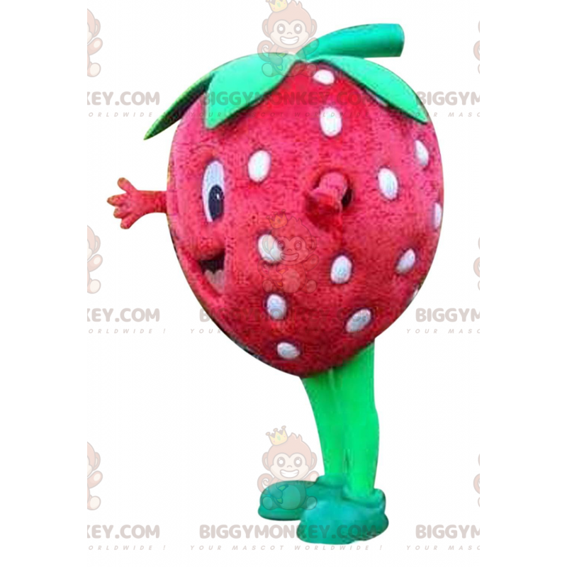 Giant red strawberry BIGGYMONKEY™ mascot costume, strawberry