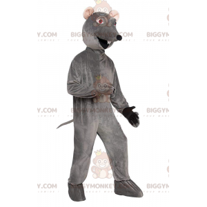 BIGGYMONKEY™ maskotdräkt av grå råtta, gnagare, muskostym -