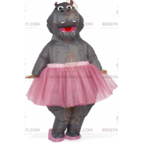 Disfraz de mascota BIGGYMONKEY™ hipopótamo inflable en tutú, disfraz de bailarina - Mascotas de hipopótamo - BiggyMonkey.com