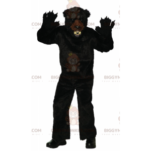 Costume mascotte feroce orso nero BIGGYMONKEY™, costume da orso