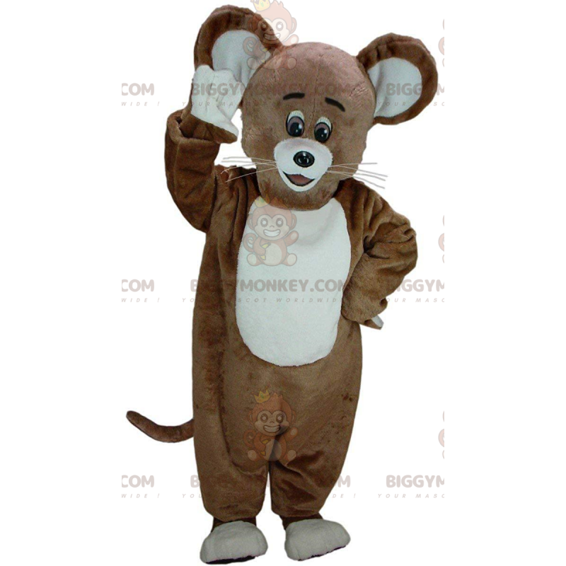 Brun och vit mus BIGGYMONKEY™ maskotdräkt, stor musdräkt - Brun och vit mus BIGGYMONKEY™ maskotdräkt, stor musdräkt -