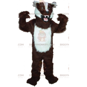 BIGGYMONKEY™ mascot costume brown and white badger, skunk