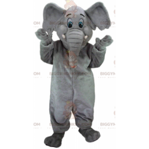 BIGGYMONKEY™ mascot costume gray elephant with blue eyes