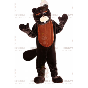 Brown beaver BIGGYMONKEY™ mascot costume, rodent costume, giant