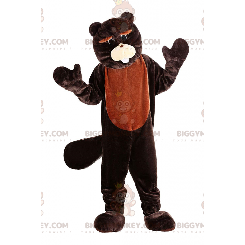 Brown beaver BIGGYMONKEY™ mascot costume, rodent costume, giant