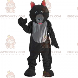 BIGGYMONKEY™ costume da mascotte lupo nero e grigio, costume da