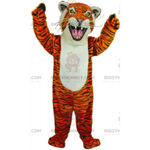 BIGGYMONKEY™ Maskottchenkostüm in wildem Orange, Weiß und