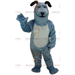 Blauwe en witte hond BIGGYMONKEY™ mascottekostuum, pluche