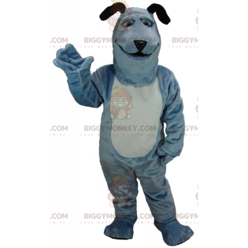 Sinivalkoinen koiran BIGGYMONKEY™ maskottiasu, pehmoinen Sinivalkoinen koiran BIGGYMONKEY™ maskottiasu, pehmoinen