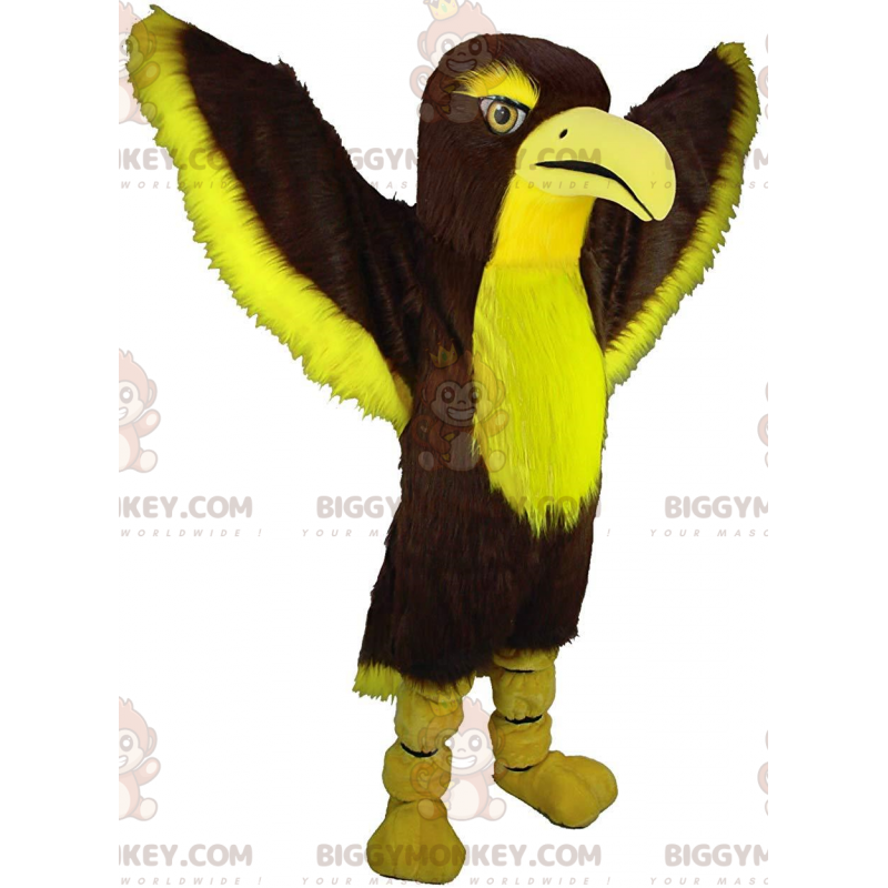 Kostium maskotki BIGGYMONKEY™ brązowy i żółty jastrząb, kostium Kostium maskotki BIGGYMONKEY™ brązowy i żółty jastrząb, kostium