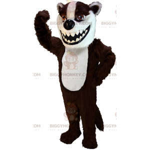 BIGGYMONKEY™ maskot kostume brun og hvid grævling, skunk