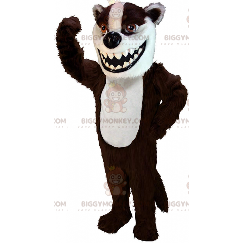 BIGGYMONKEY™ mascot costume brown and white badger, skunk