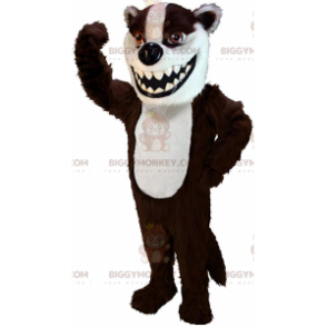 BIGGYMONKEY™ mascot costume brown and white badger, skunk
