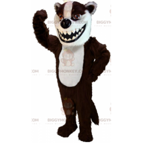 BIGGYMONKEY™ mascottekostuum bruine en witte das, skunkkostuum