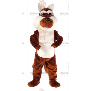 Bruine en witte coyote BIGGYMONKEY™ mascottekostuum