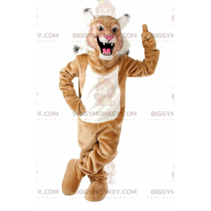 BIGGYMONKEY™ Costume da mascotte gatto selvatico marrone e