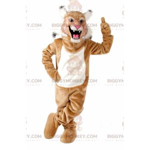 BIGGYMONKEY™ Wildcat brun och vit maskotdräkt, Cougar kostym -