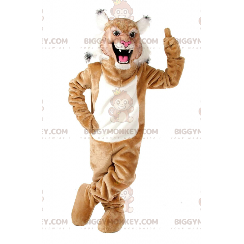 BIGGYMONKEY™ Costume da mascotte gatto selvatico marrone e BIGGYMONKEY™ Costume da mascotte gatto selvatico marrone e