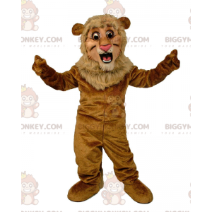 BIGGYMONKEY™ Braunes Plüsch-Löwen-Maskottchen-Kostüm