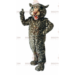 Φρισκόμενη στολή μασκότ Leopard BIGGYMONKEY™, βελούδινη στολή