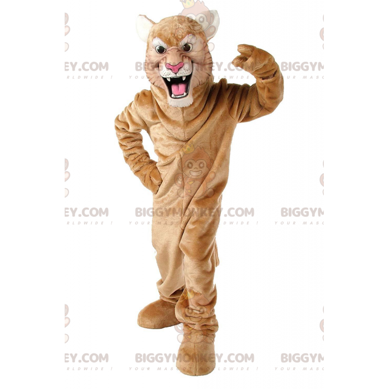 BIGGYMONKEY™ maskot kostume af beige cougar, cougar, tiger BIGGYMONKEY™ maskot kostume af beige cougar, cougar, tiger