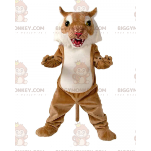 BIGGYMONKEY™ Wildcat bruin en wit mascottekostuum, poemakostuum