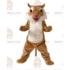 Kostým hnědobílého maskota BIGGYMONKEY™ Wildcat, kostým pumy –