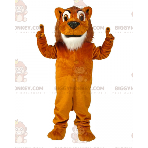 BIGGYMONKEY™ Maskottchen-Kostüm, orange-weißer Löwe, buntes