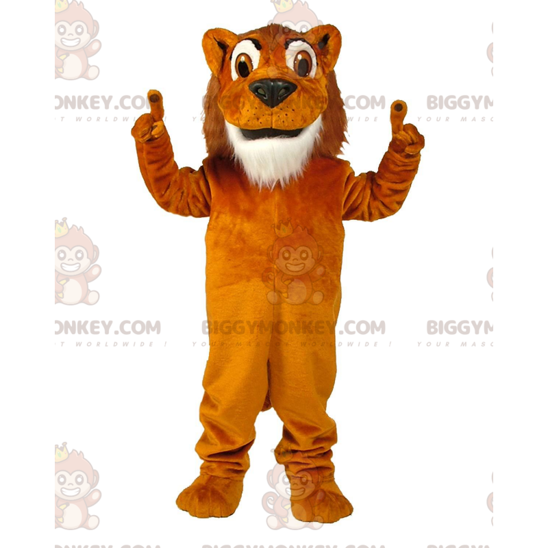 Orange and White Lion BIGGYMONKEY™ Mascot Costume, Colorful