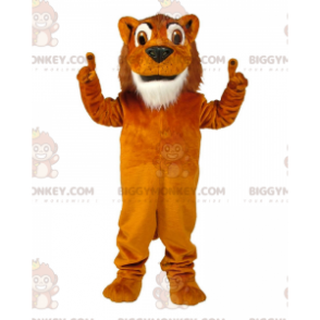 Orange och vitt lejon BIGGYMONKEY™ maskotdräkt, färgglad kattdräkt - Lion maskot - BIGGYMONKEY_010989 - BiggyMonkey.com