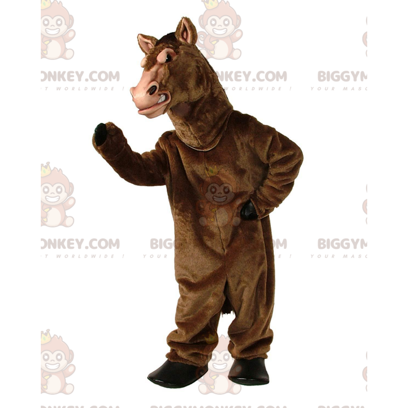 Costume de mascotte BIGGYMONKEY™ de cheval marron, costume de Costume de mascotte BIGGYMONKEY™ de cheval marron, costume de