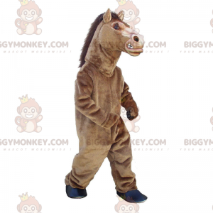 Brown horse BIGGYMONKEY™ mascot costume, realistic big horse