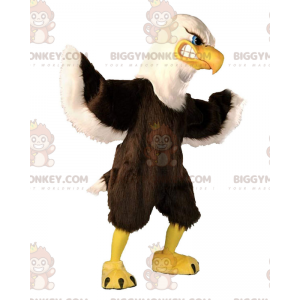 Traje de mascote BIGGYMONKEY™, águia grande marrom e branca