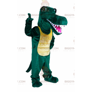Grøn og gul krokodille BIGGYMONKEY™ maskot kostume, alligator