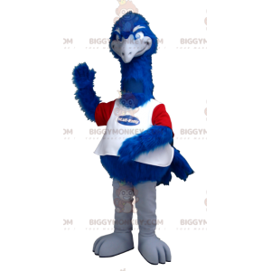 Blue White and Red Ostrich BIGGYMONKEY™ Mascot Costume -