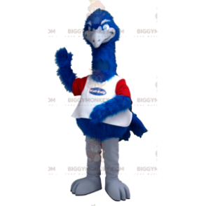 Blue White and Red Ostrich BIGGYMONKEY™ Mascot Costume -