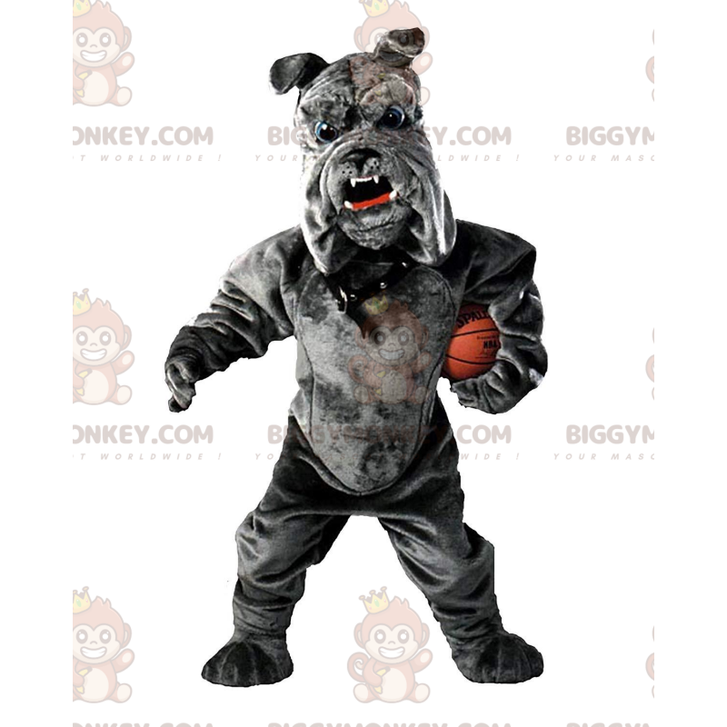 Bulldog BIGGYMONKEY™ Mascot Costume, Plush Gray Dog Costume -