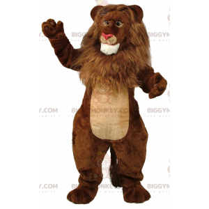 BIGGYMONKEY™ maskottiasu ruskeaa ja beigeä leijonaa