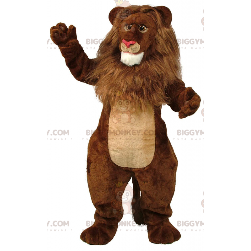 BIGGYMONKEY™ mascot costume of brown and beige lion, giant