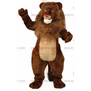 BIGGYMONKEY™ mascottekostuum van bruine en beige leeuw, reusachtig, harig katachtig kostuum - Lion mascottes - BiggyMonkey.com