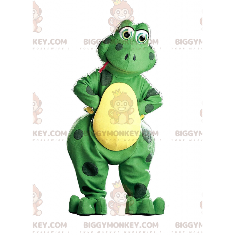 BIGGYMONKEY™ maskot kostume grøn og gul frø, frø kostume - BIGGYMONKEY™ maskot kostume grøn og gul frø, frø kostume -