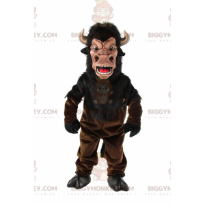 Brun bøffel BIGGYMONKEY™ maskot kostume, bøffel kostume med