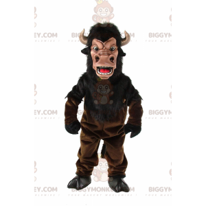 Costume da mascotte BIGGYMONKEY™ da bufalo marrone, costume da