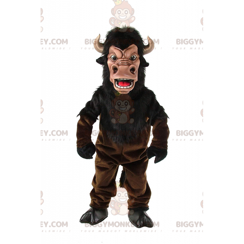 Disfraz de mascota BIGGYMONKEY™ de búfalo marrón, disfraz de Disfraz de mascota BIGGYMONKEY™ de búfalo marrón, disfraz de
