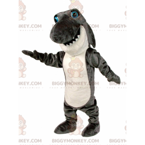 Costume da mascotte BIGGYMONKEY™ squalo grigio e bianco