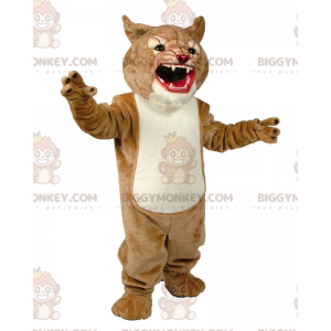 BIGGYMONKEY™ mascot costume of beige and white cougar