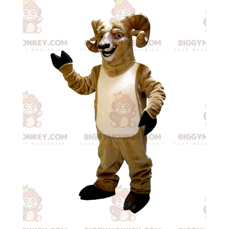 Kostým maskota BIGGYMONKEY™ koza s rohy, kostým berana – Kostým maskota BIGGYMONKEY™ koza s rohy, kostým berana –